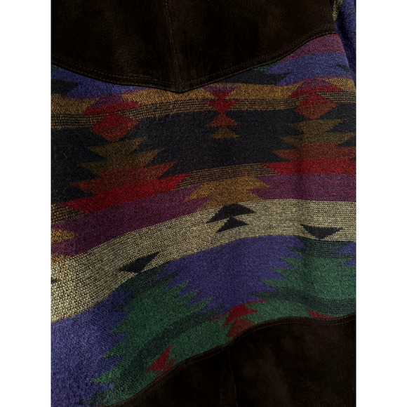 Scully M Vintage Southwestern Jacket Suede & Wool Aztec Western Coat Sherpa 40 - Picture 6 of 16
